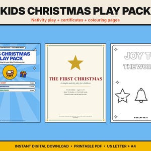 子供向けクリスマスプレイパック｜降誕劇の台本、クリスマス証明書、塗り絵｜日曜学校向けクリスマスセット