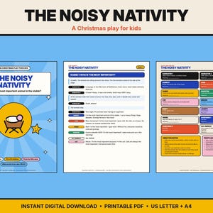 Scénario de pièce de Noël pour enfants | La crèche bruyante | Pièce de Noël humoristique pour 10 à 30 enfants | Programme de Noël de l'école du dimanche