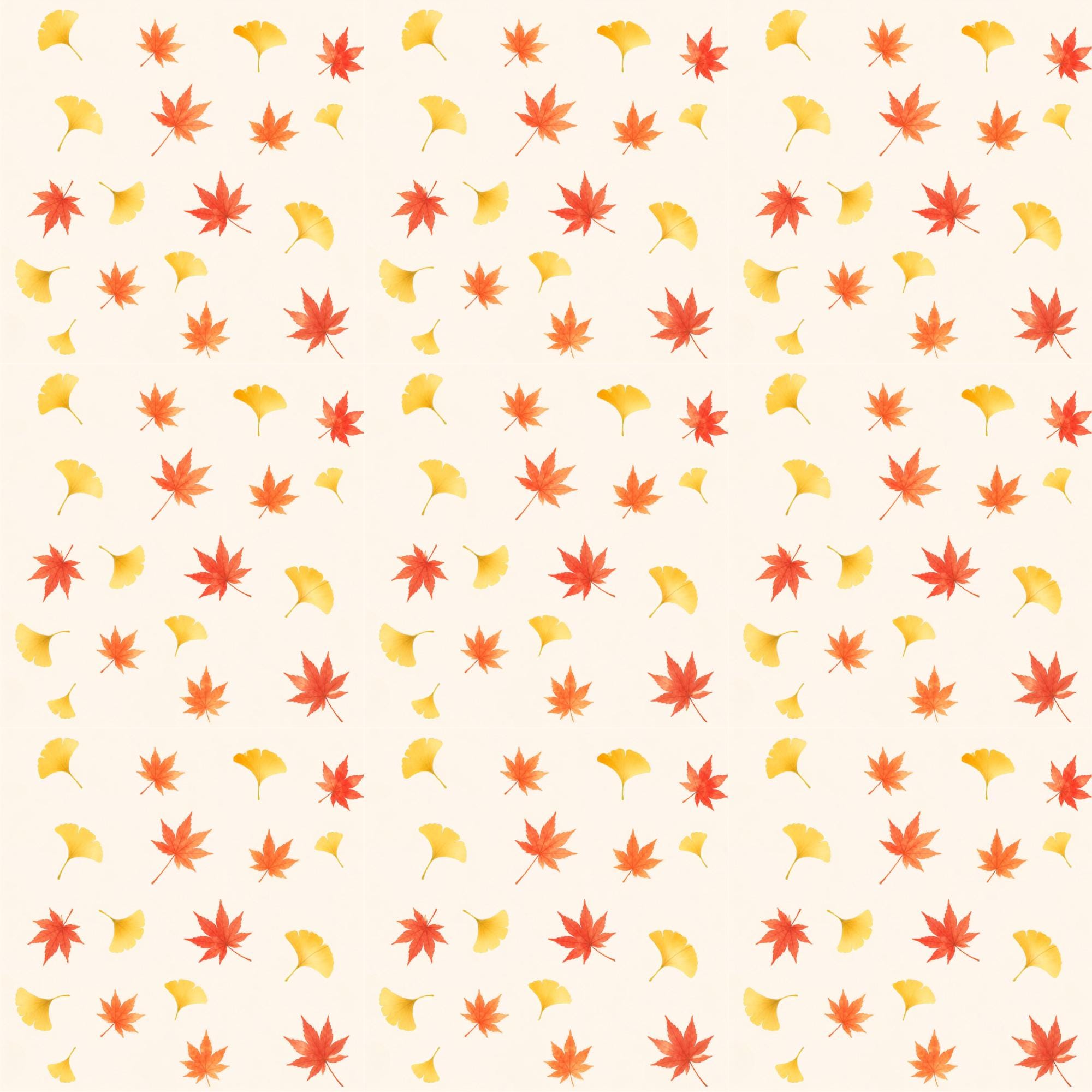 Japanese Maple and Ginkgo Digital Paper, Autumn Leaves Seamless Pattern ...