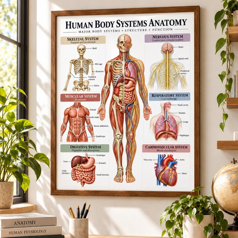 Human Body Systems Anatomy Poster, Biology Classroom Chart, Medical ...