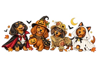 Halloween Dachshund PNG, Spooky Dog Costumes (Digital Download)