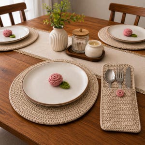 Patroon voor een placemat met crotech-linnensteek, tafelmat (pdf), crotech-steek (videotutorial + pdf)