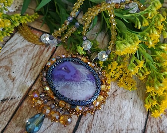 Purple agate Natural stone Crystal Handmade Beading