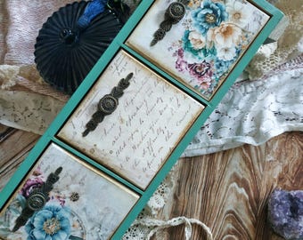 Small chest Wooden box Wooden organizer Rustic Vintage style Handmade Decoupage