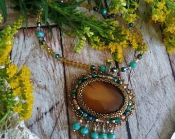 Pendant abaut agate Natural stone Crystal Handmade Jewllery