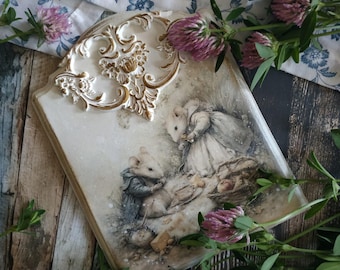 Wall decoration Picture abaut mouse Decoupage Handmade decoration Ornament