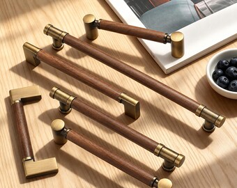 Tiradores de latón antiguo para armarios y muebles de madera, tiradores de cajón de estilo rústico vintage (96-192 mm)
