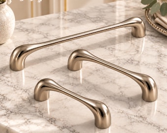 Titanium Silver Cabinet Pulls, Elegant Drawer Handles, 96mm 160mm Kitchen Hardware, Modern Brass Handles