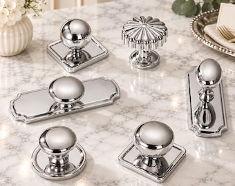 Polished Chrome Cabinet Knobs, Classic Drawer Hardware, Multiple Styles (Single Hole)