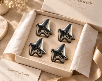 Tiradores para armarios con forma de estrella sonriente, herrajes cromados pulidos, decoración para habitaciones infantiles.