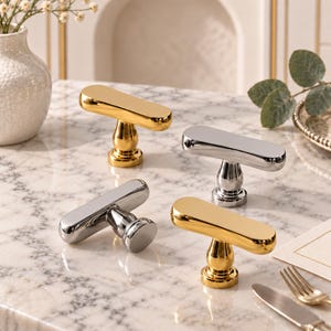 Solid Brass T-Bar Cabinet Knob, Modern Drawer Pull, French Style Hardware