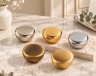 Solid Brass Hemispherical Cabinet Knobs, Modern Drawer Pulls (28mm)