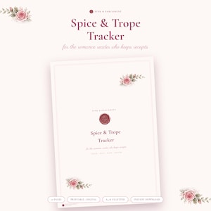 Tracker de romance, registro de tropes y Spice, diario de lectura, Book Boyfriend Hall of Fame, PDF rellenable, regalo para lectores