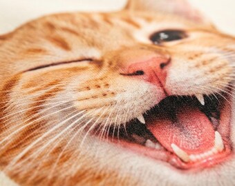 Rolig blinkande katt PNG, skrattande orange katt sublimeringsdesign, digital nedladdning, DTF-utskriftsfil