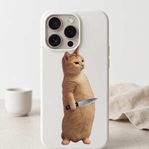 Rolig katt med kniv meme-tröja, kattmeme-t-shirt, sarkastisk katt-t-shirt, rolig meme-gåva, viral kattmeme-tröja, konstig katt-tröja bild 4