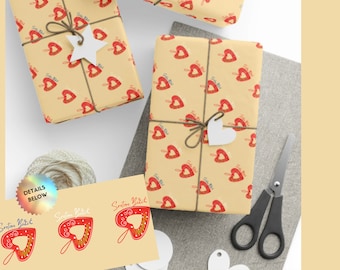 Croatian Licitar Heart Christmas Ornament | Sretan Božić Gift Wrap Paper | Merry Christmas Decorations