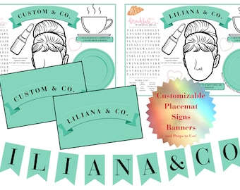 Breakfast at Tiffany's Themed: Customizable Printable Placemat and Props including a Banner