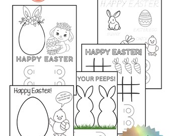 Crayon Holder Coloring Easter Card Template 5x7 Digital Print Out School Classmates (5 Variations) Kids Activity Printable