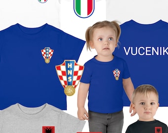 Italienische Kroatische albanische Nationalmannschaft Fußball-Jersey-Baby-Kind Baumwolljersey-T-Stück Geschenk personalisierte kundenspezifische WM Vatreni Euro2024