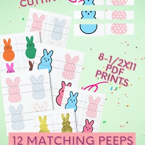 Kids Easter Peeps Matching Game Digital Print Out (12 PEEPS) Kids Activity Printable Cards Easter Game Spring Game