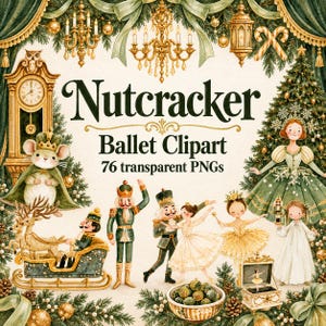 Nötknäpparen Clipart, Akvarell Balettdansöser, Sockerplommonballerina, Muskung, Teaterscen, Julgodis, 76 Transparenta PNG-filer