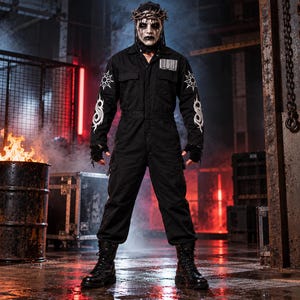2025 Slipknot Inspired Jumpsuit, Gothic Halloween Costume, Horror Cosplay Coverall, Industrial Style Workwear