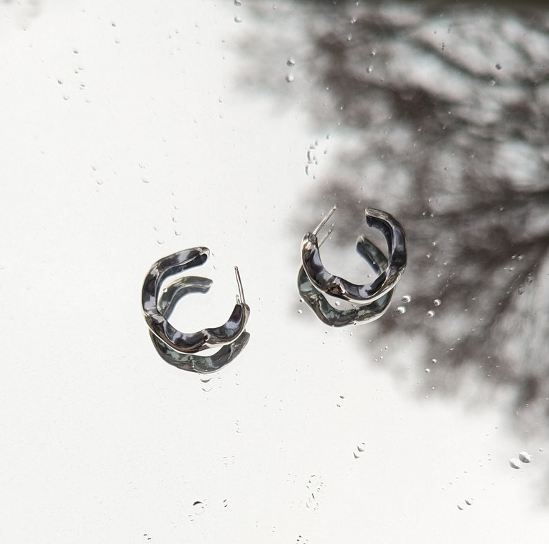 WIGGLE HOOPS Handmade unique sterling silver earrings made in canada by an independant slow jewellery designer image 1