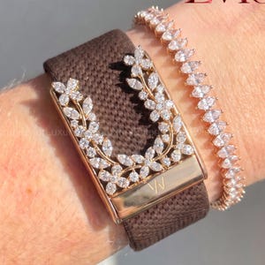Floral Marquise Diamond Whoop Case Available In Silver, Gold. Luxury Design Which Enhance Your Band, Whoop Charms, Whoop Band. Custom Whoop