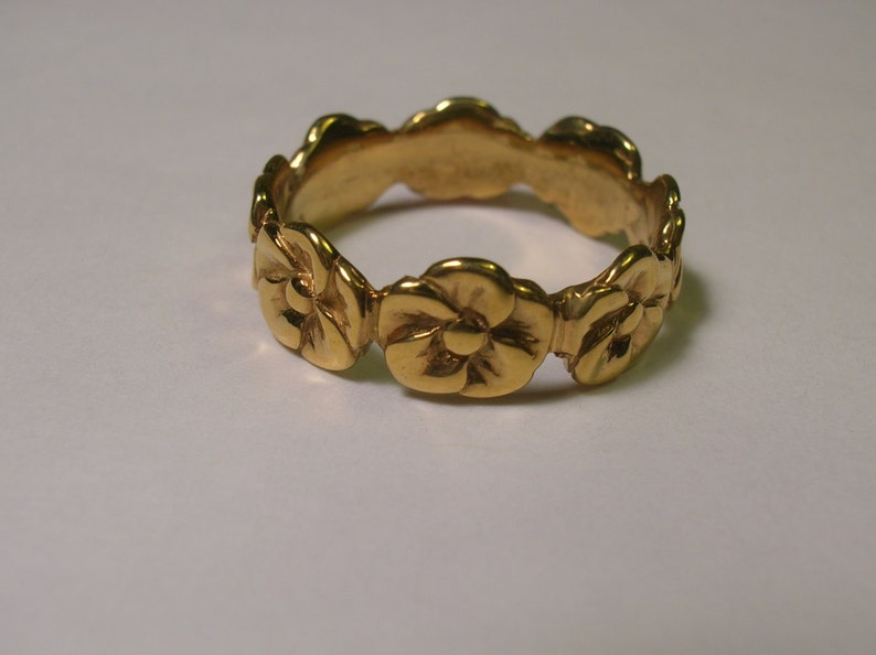 14 Karat Yellow Gold Five Petal Rose Band image 5