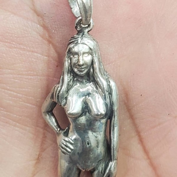 A Beautiful girl next door posing nude woman In Sterling silver