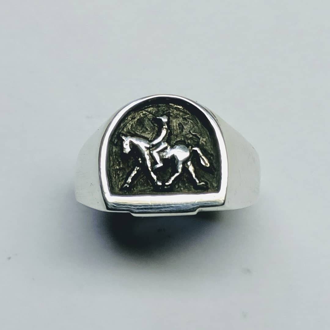 Sterling Silver Horse Rider Ring - Etsy