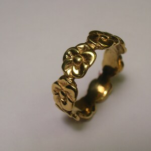 14 Karat Yellow Gold Five Petal Rose Band image 2