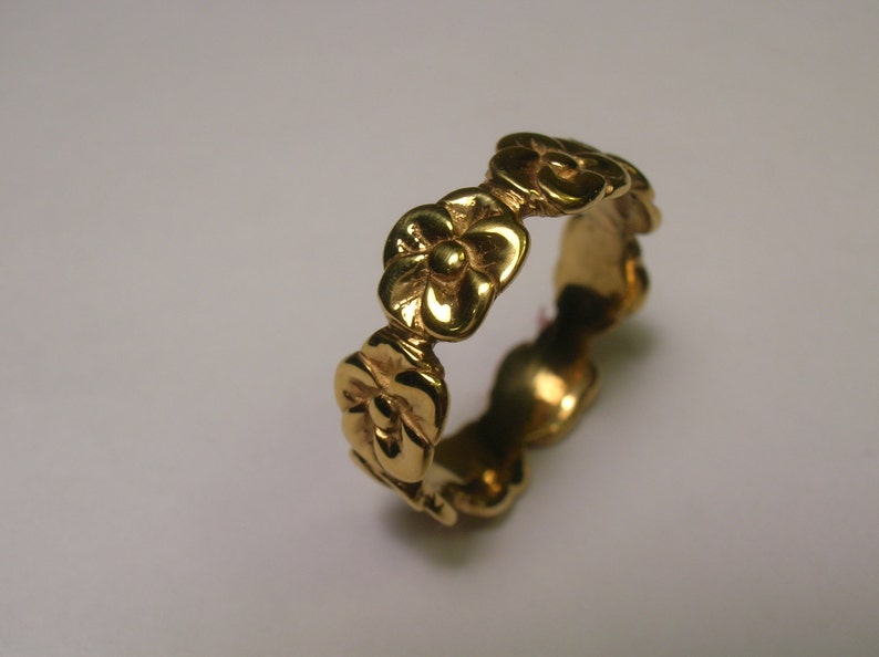 14 Karat Yellow Gold Five Petal Rose Band image 2