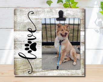 Wood photo pet frame with color choices, gift for dog lover, cat mom, Christmas pet gift,