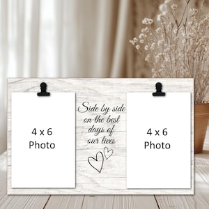 Personalized Wood Double Photo Frame: Two 4x6 Photos, Sisters, Side by Side, Best Friend, Maid of Honor