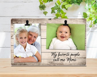 Personalized wood photo frame which holds two photos for engagement, Father's Day, family, grandparents, wedding, anniversary, friend