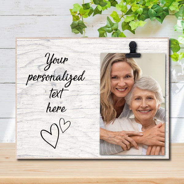 Personalized wood photo frame which holds one photo, Father's Day, graduation, engagement, teacher, grandparents, wedding, friend, aunt