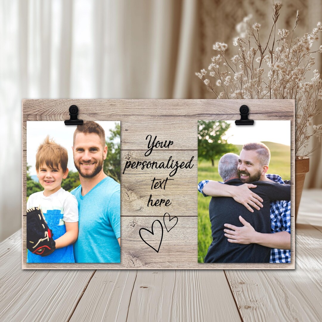 Personalized Wood Photo Frame: Holds Two 4x6 Photos, Custom Quote ...