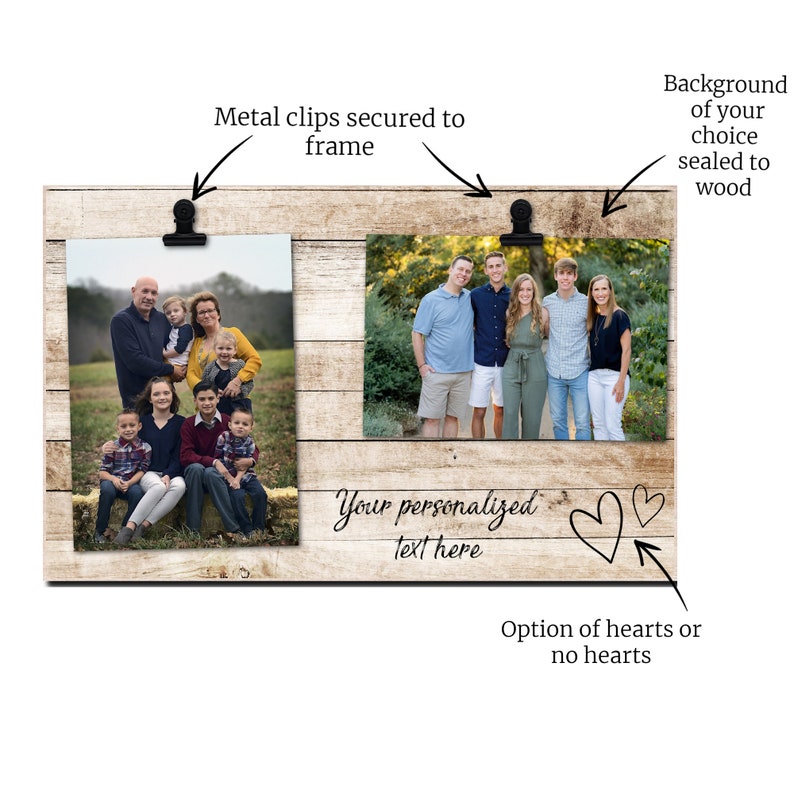 Personalized wood photo frame which holds two photos, Father's Day, graduation, engagement, teacher, grandparents, wedding, friend, aunt image 7