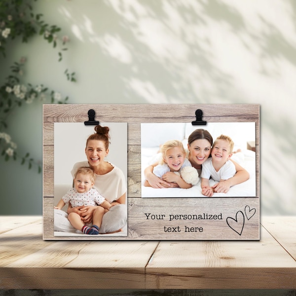 Personalized Wood Photo Frame: Holds Two 4x6 Photos, Wedding, Family Frame, Graduation, Engagement Gift