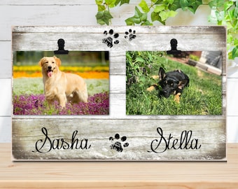 Wood photo frame - 4 x 6 picture - personalized for your pet - dog - cat - unique gift - Christmas gift for dog lover