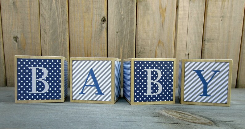 Baby Name Blocks Shower Gift Personalize Image 0