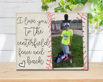 Wood photo frame - baseball - baseball mom - baseball picture - 4 x 6 photo- sports - I love you to the centerfield fence and back