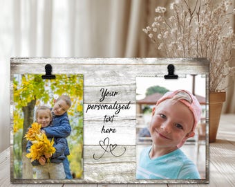 Personalized Wood Photo Frame: Holds Two 4x6 Photos, Custom Quote, Wedding, Family Frame, Engagement Gift