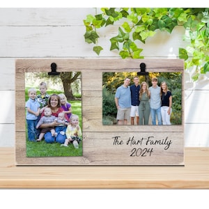 Personalized wood photo frame which holds two photos, Father's Day, graduation, engagement, teacher, grandparents, wedding, friend, aunt image 3