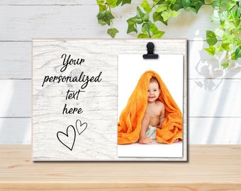 Personalized wood photo frame which holds one photo, Valentine's Day, engagement, family, grandparents, wedding, anniversary, best friend