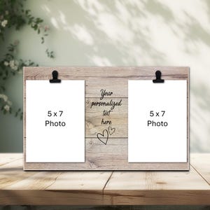 Personalized Wood Photo Frame: Holds Two 5x7 Photos, Custom Quote, Wedding, Family Frame, Engagement