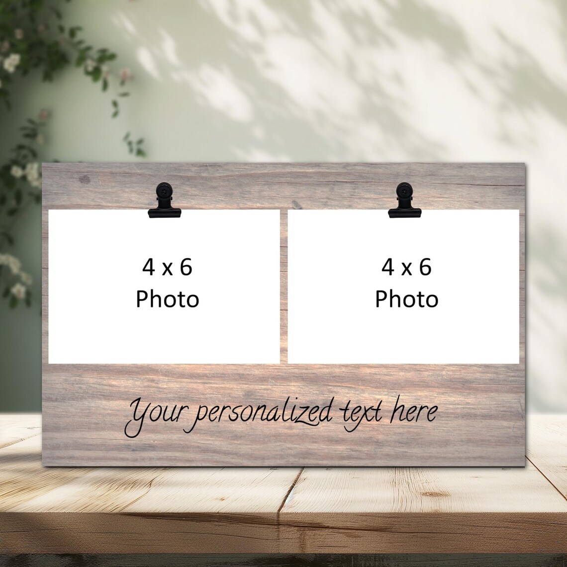 Personalized Wood Double Photo Frame: Holds Two 4x6 Photos, Custom ...