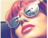 Vintage Silver Clubmasters, platinum and gold Retro Clubmaster Style, Mirrored Sunglasses, Buddy Holly Glasses, 1980s 1950s