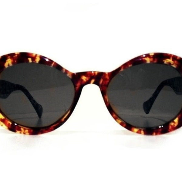 Vintage Deadstock Round Tortoise Shell Sunglasses / Vintage Amber Eyeglasses /Grey Glass Lenses